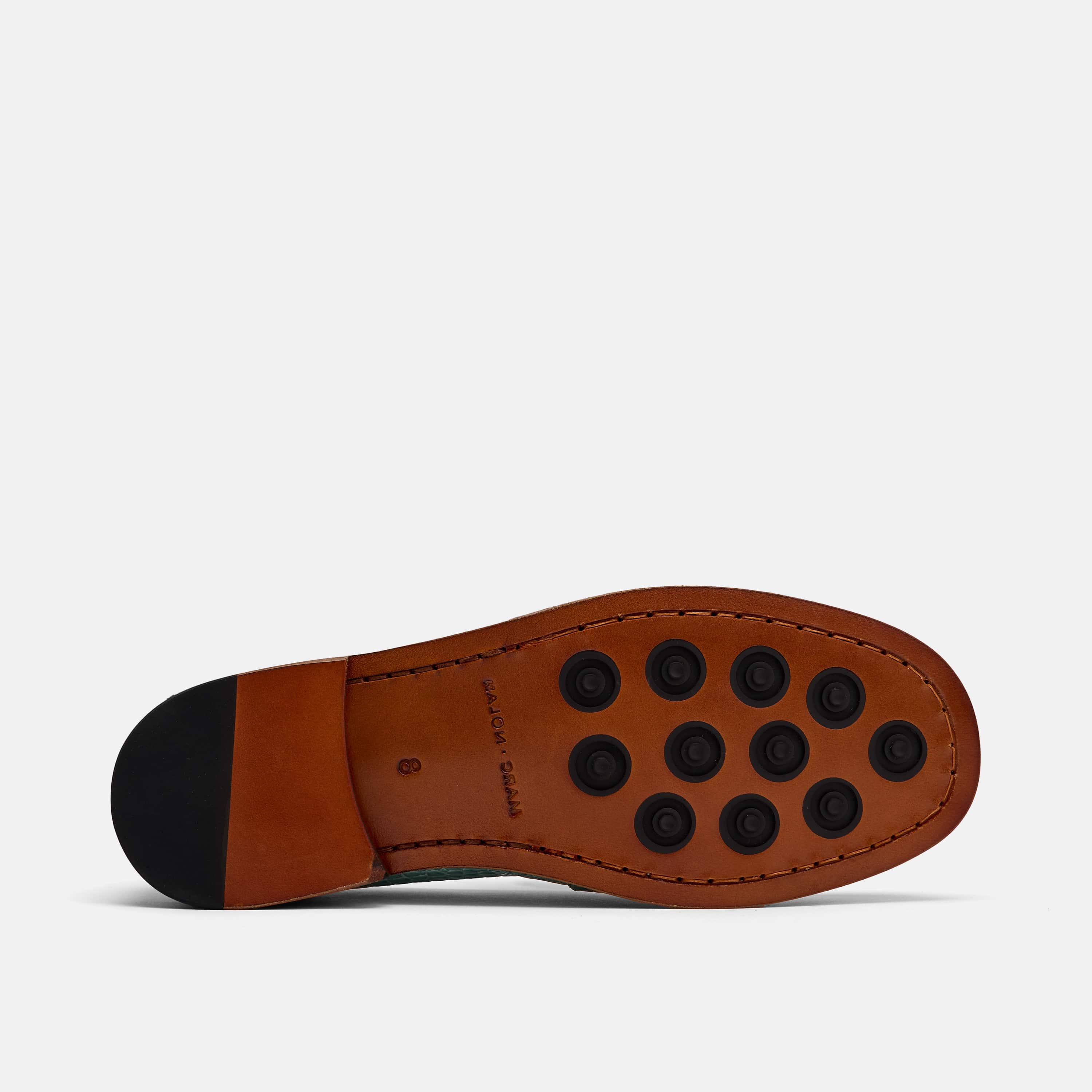 Ms. Calum Mint Blue Leather Penny Loafers - Image 6